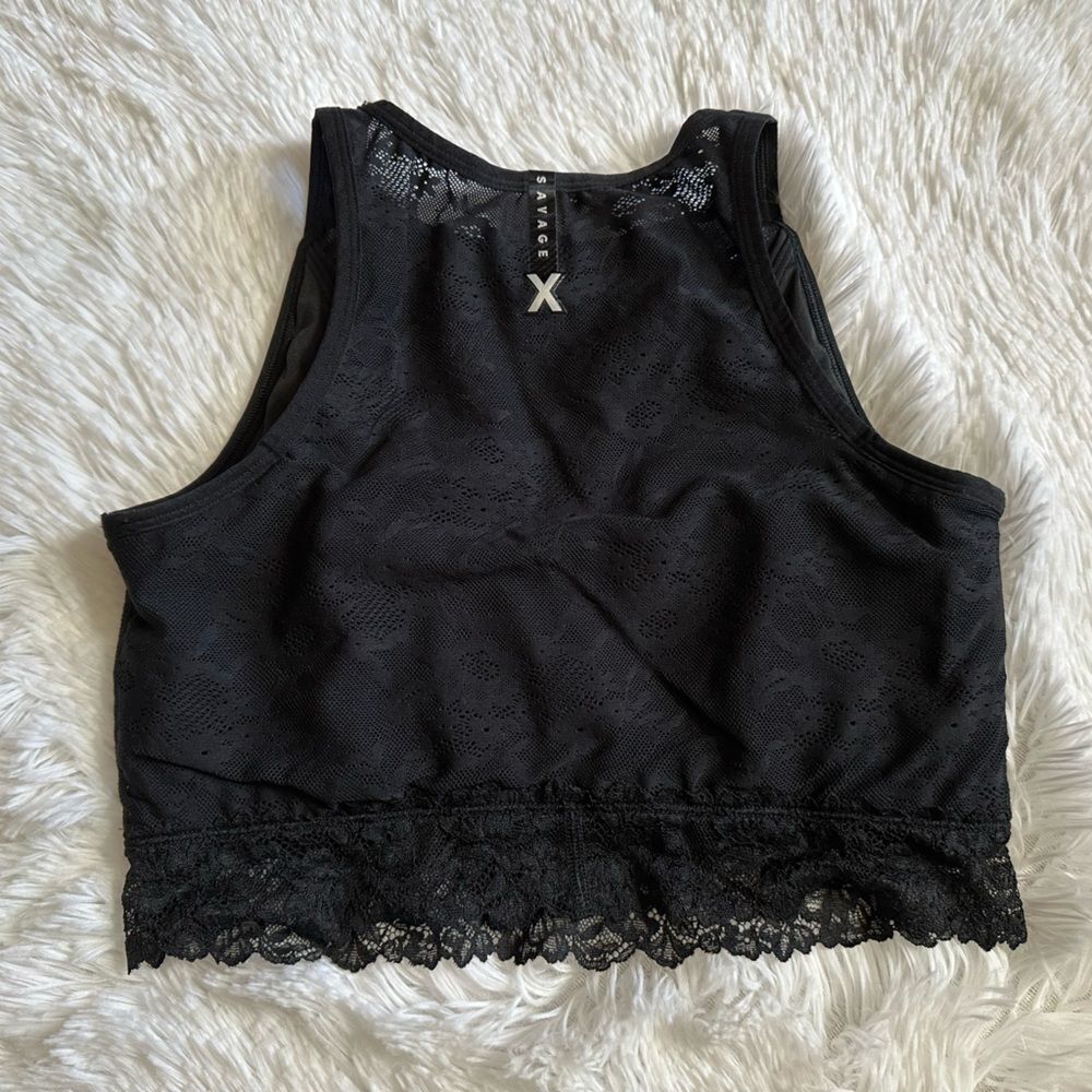 Savage X Fenty Sports Bra Lace Black Womens Size 8